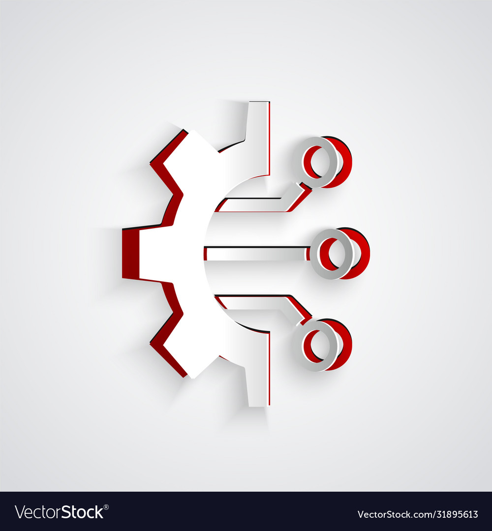 Paper cut algorithm icon isolated on grey vector image Paper cut algorithm icon isolated on grey