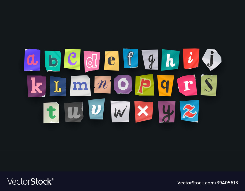 Paper Style Ransom Note Letter Cut Letters Vector Image