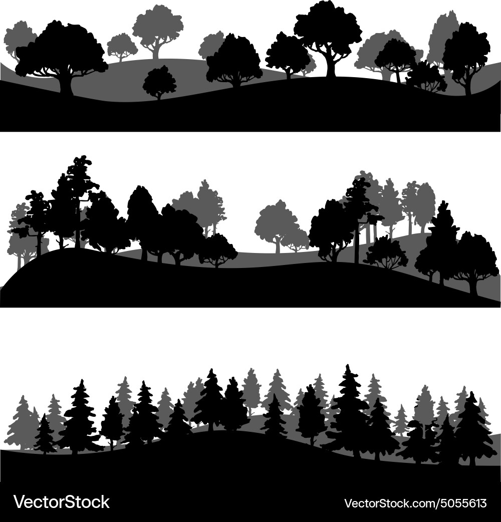 Set different landscape with trees Royalty Free Vector Image