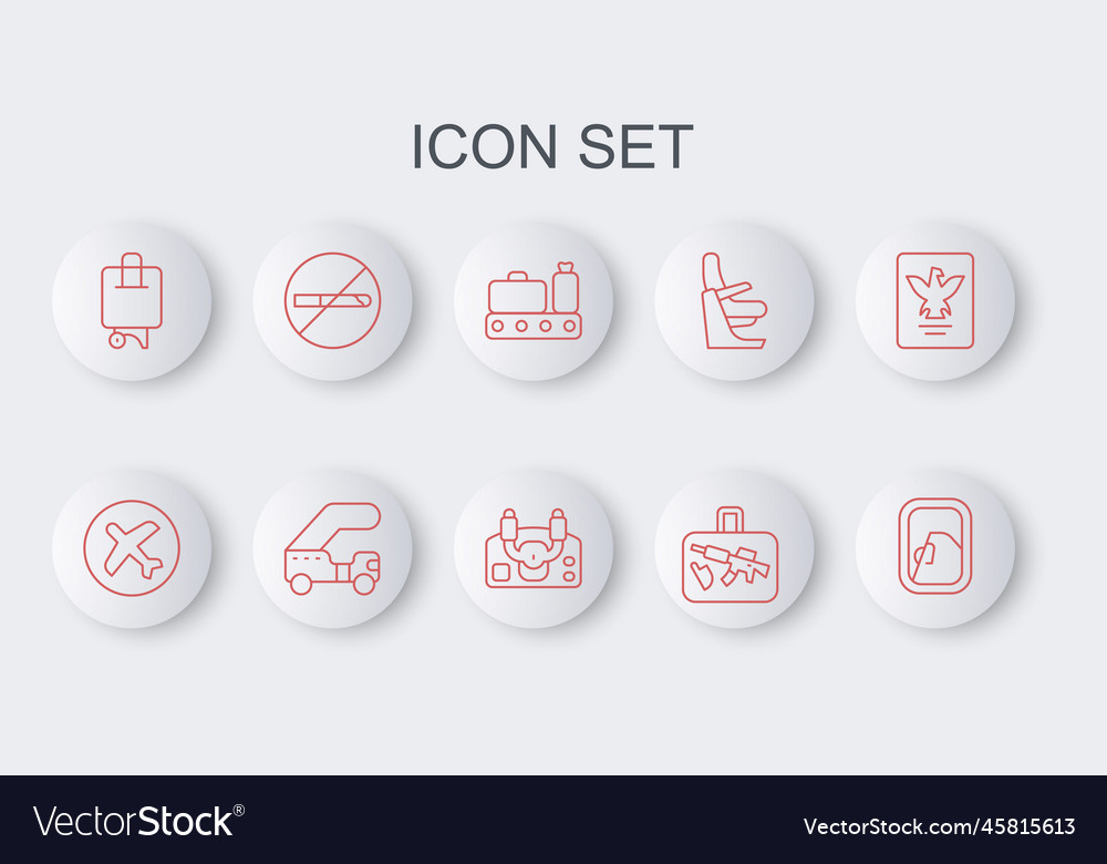 Set line airplane window plane conveyor belt Vector Image