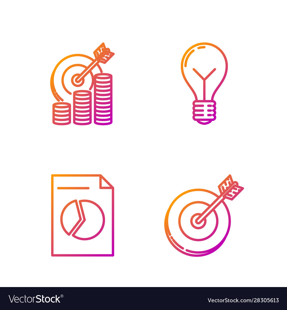 Set line target document with graph chart vector image Set line target document with graph chart