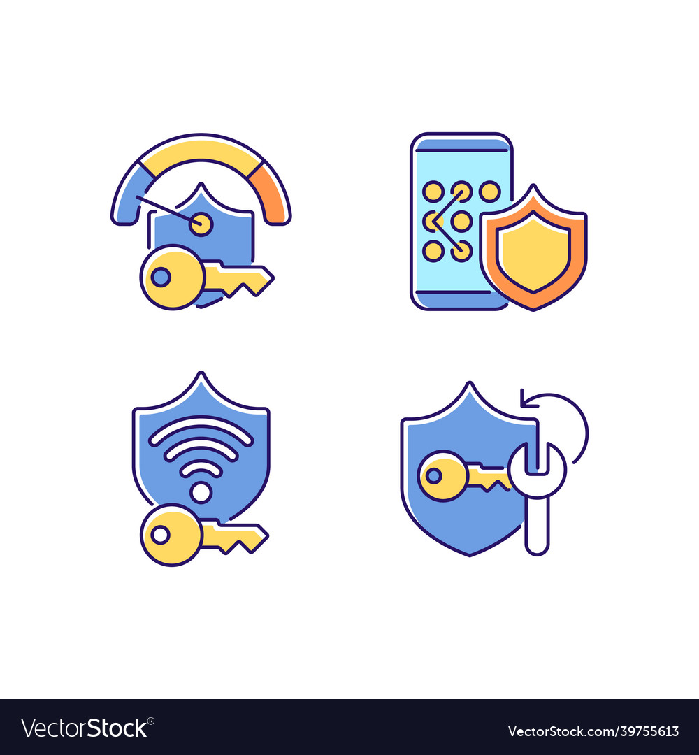 System password rgb color icons set vector image System password rgb color icons set