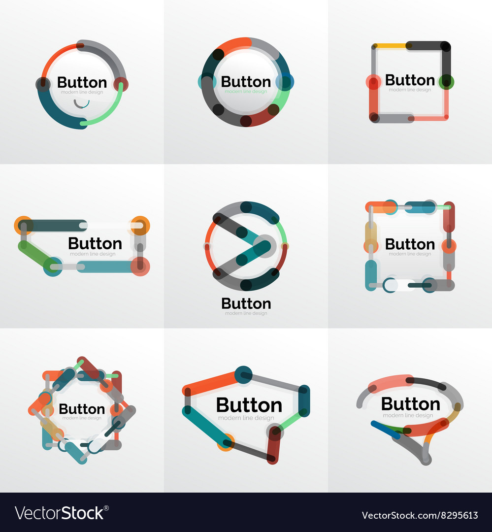 Thin line design geometric button set flat