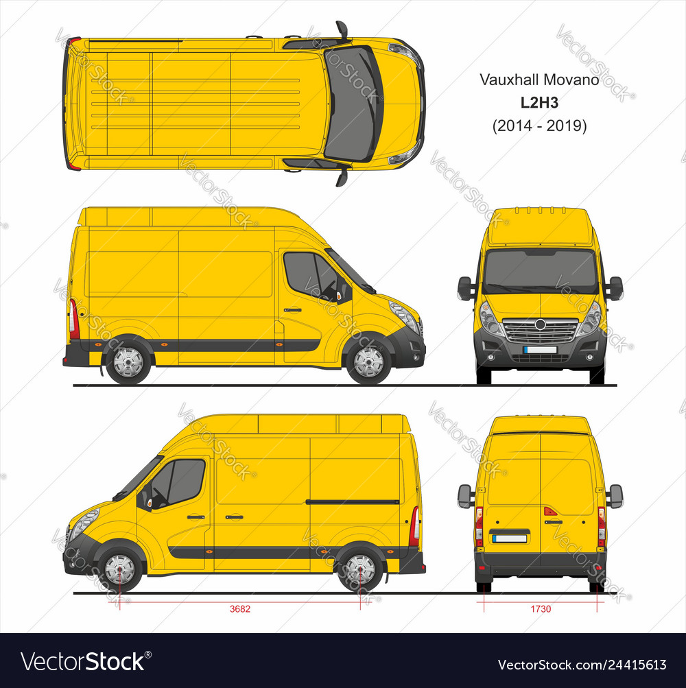 Vauxhall movano cargo delivery van l2h3 2014-2019 Vector Image