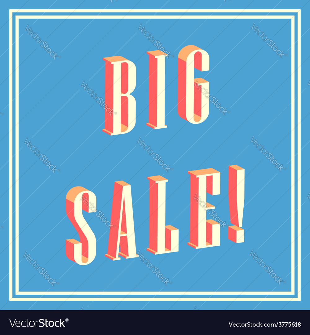 Big sale 3d text on blue background