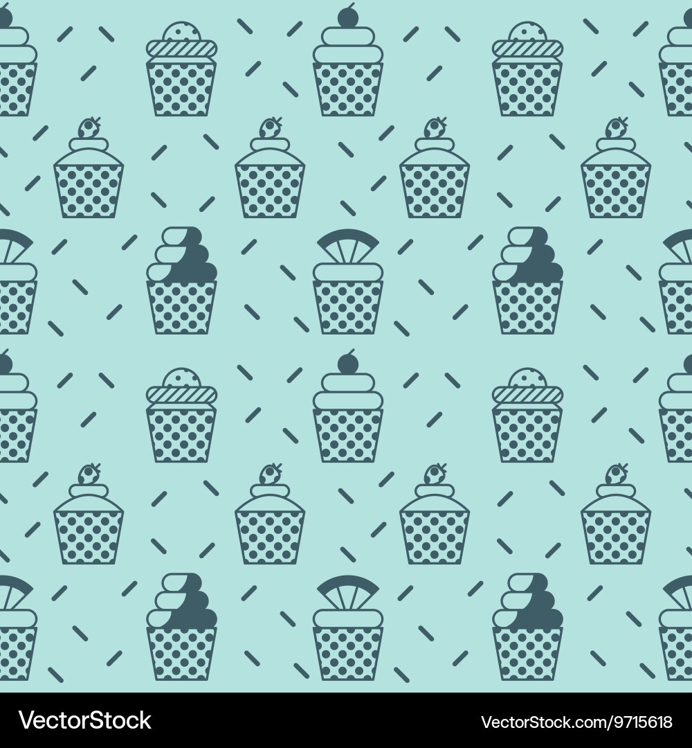 Cupcake seamless background Royalty Free Vector Image