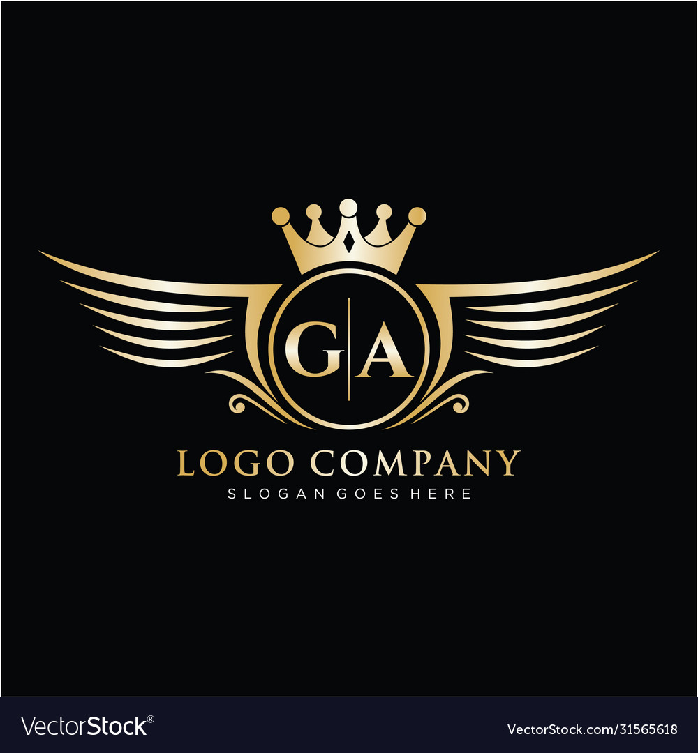 Ga Letter Initial With Royal Wing Logo Template Vector Image vectorstock