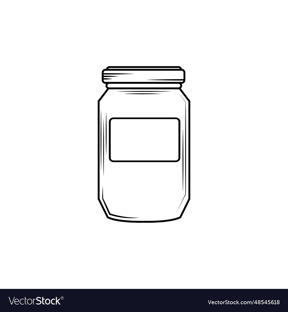 Glass jars for canning in outline style on white Vector Image