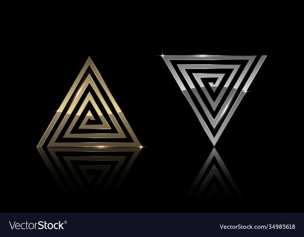 Gold and silver triangle 1 Royalty Free Vector Image