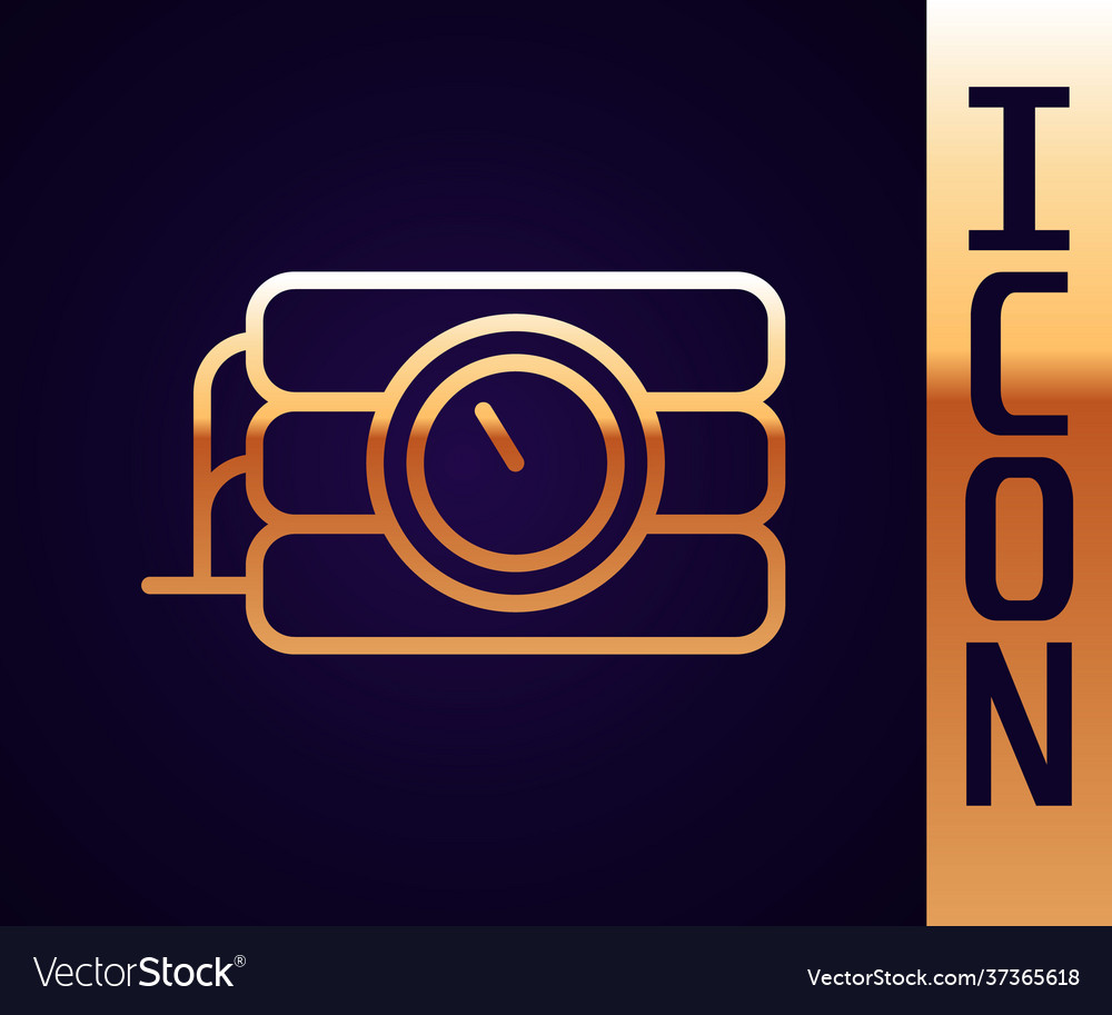 Gold Line Detonate Dynamite Bomb Stick And Timer Vector Image Gold Line Detonate Dynamite Bomb Stick And Timer Vector Image