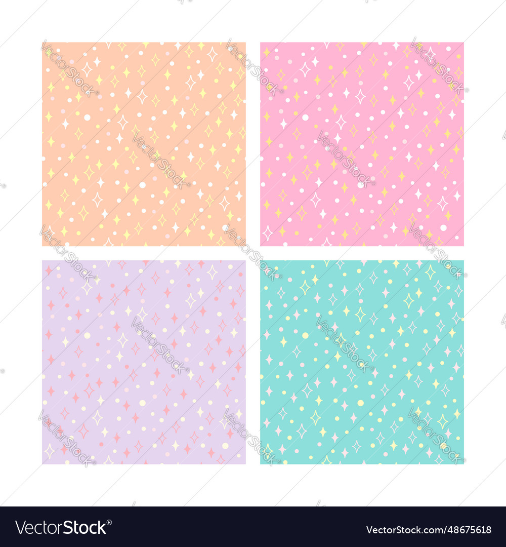 Hand drawn seamless pattern set with sparkles vector image Hand drawn seamless pattern set with sparkles