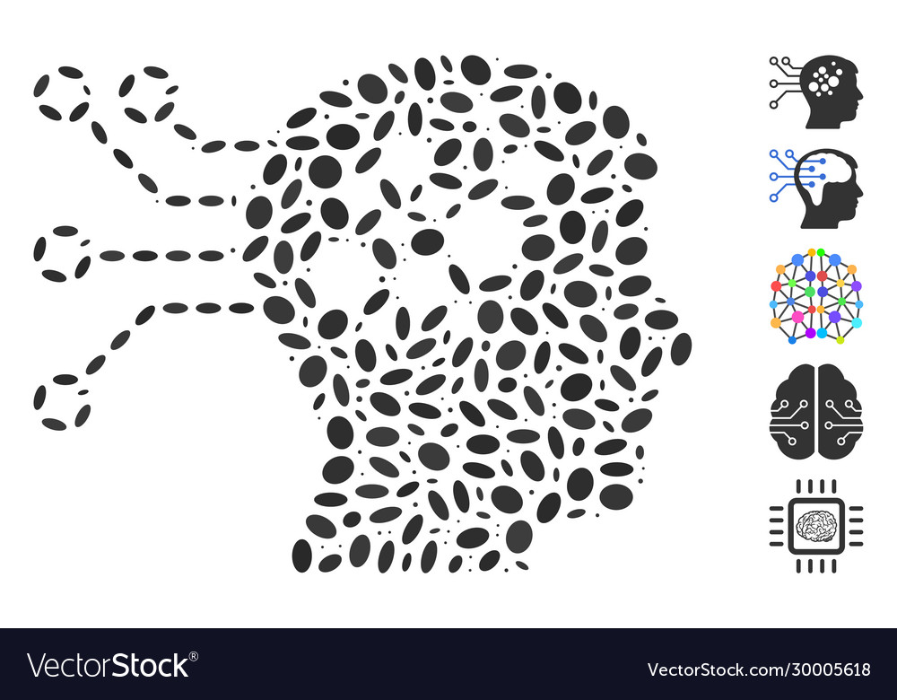 Oval mosaic neural computer links vector image Oval mosaic neural computer links