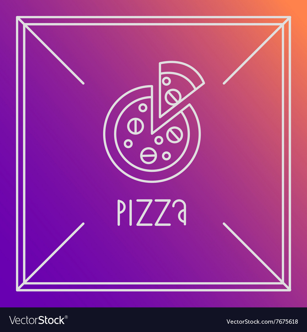 Pizza design element linear style outline emblem