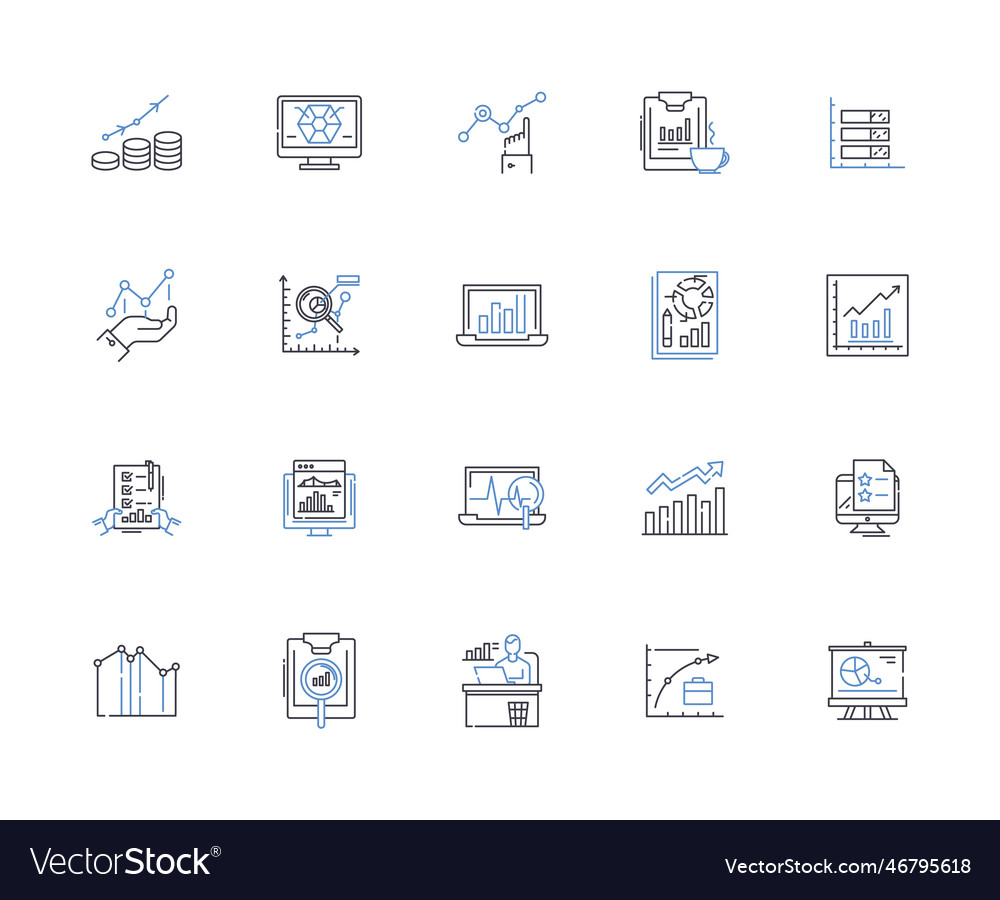 Sampling theory line icons collection sample vector image Sampling theory line icons collection sample