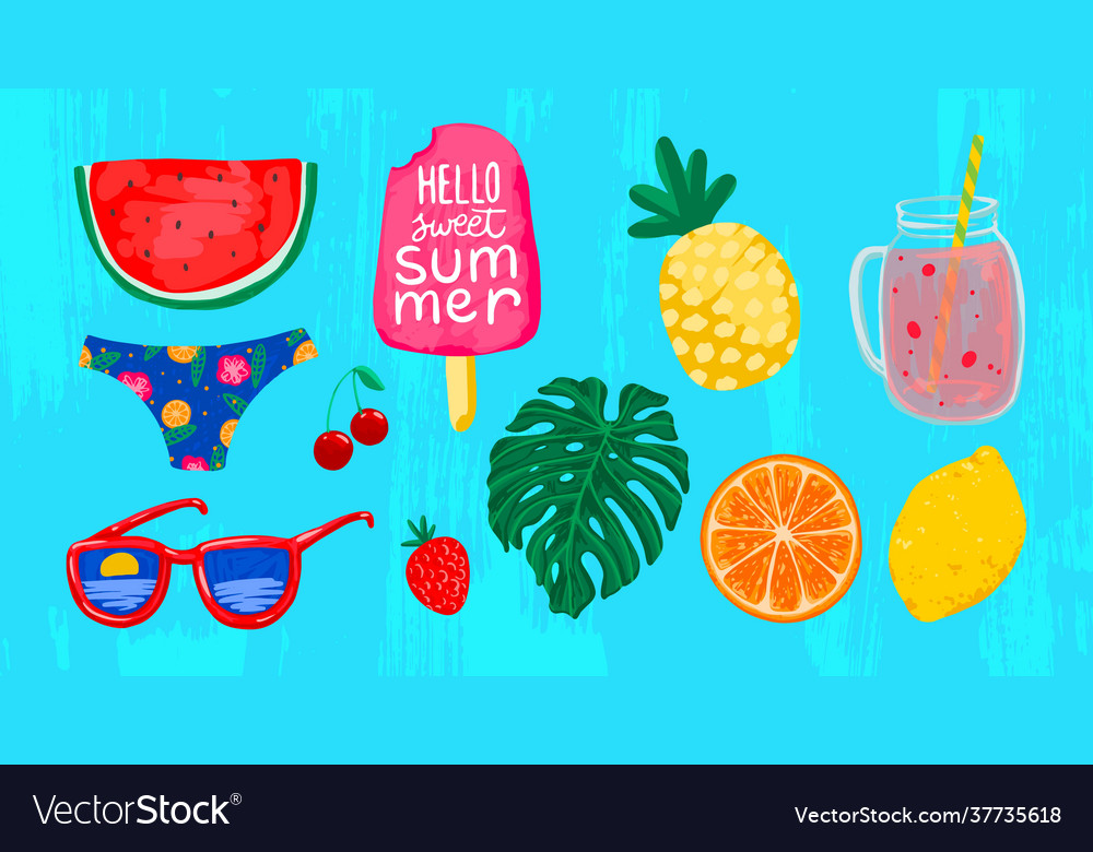 Summer drawings watermelon vector image Summer drawings watermelon