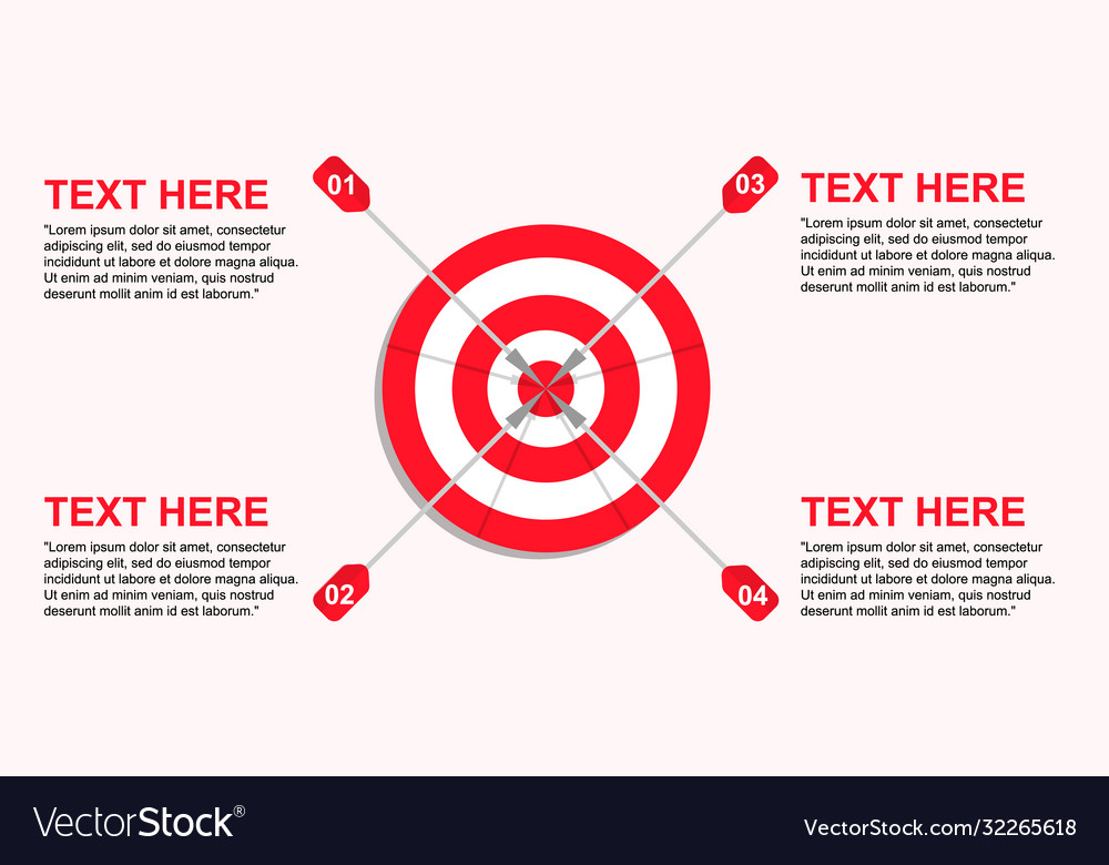 Target with four arrows numbers and text vector image Target with four arrows numbers and text