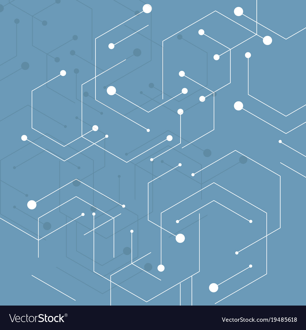 Technical background with hexagon line and dots