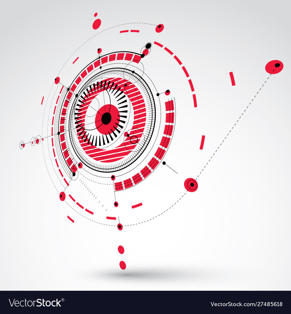 Three-dimensional mechanical scheme red vector image Three-dimensional mechanical scheme red