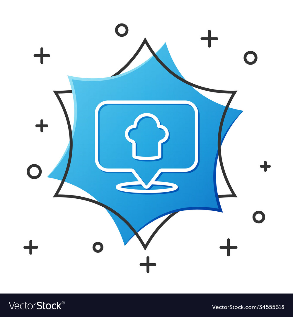 White line chef hat with location icon isolated
