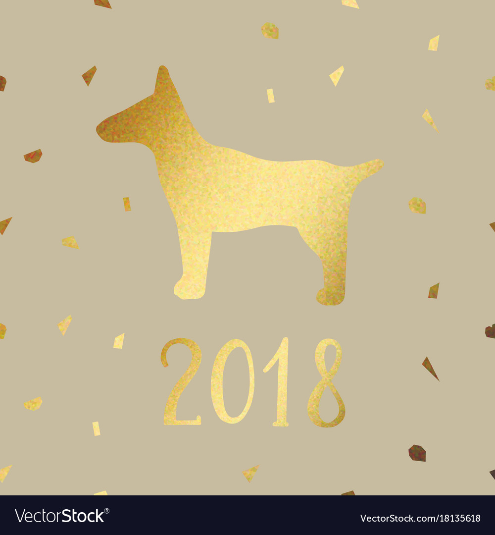 Year of the dog imitation gold for design