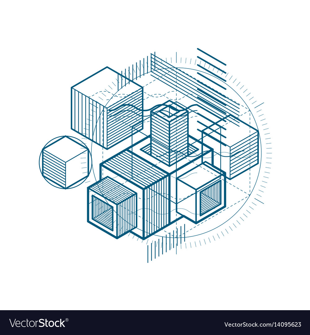 Background with abstract isometric lines