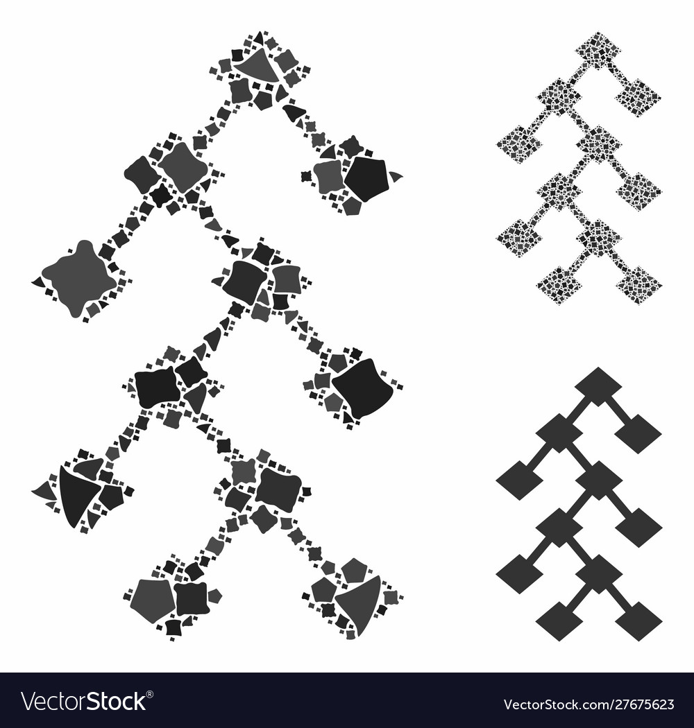 Binary tree mosaic icon uneven elements