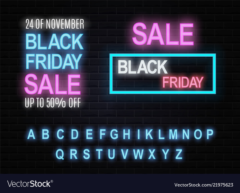 Black friday neon Royalty Free Vector Image - VectorStock