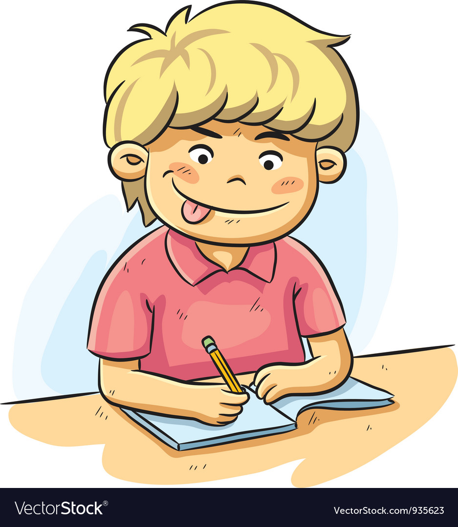 Boy studying Royalty Free Vector Image - VectorStock