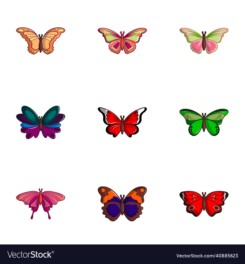 Butterfly icons set flat style Royalty Free Vector Image