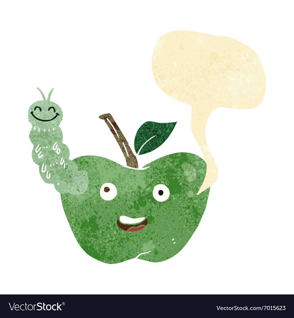 Cartoon Apfel mit Bug Sprechblase