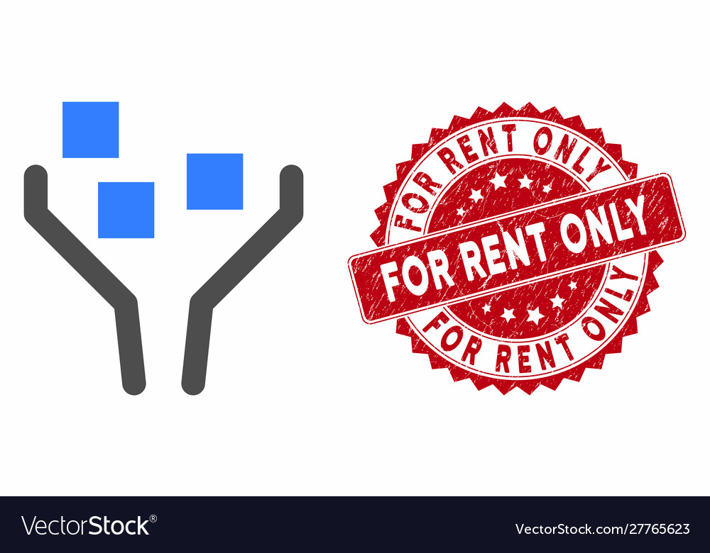Data filtering icon with distress for rent only vector image Data filtering icon with distress for rent only