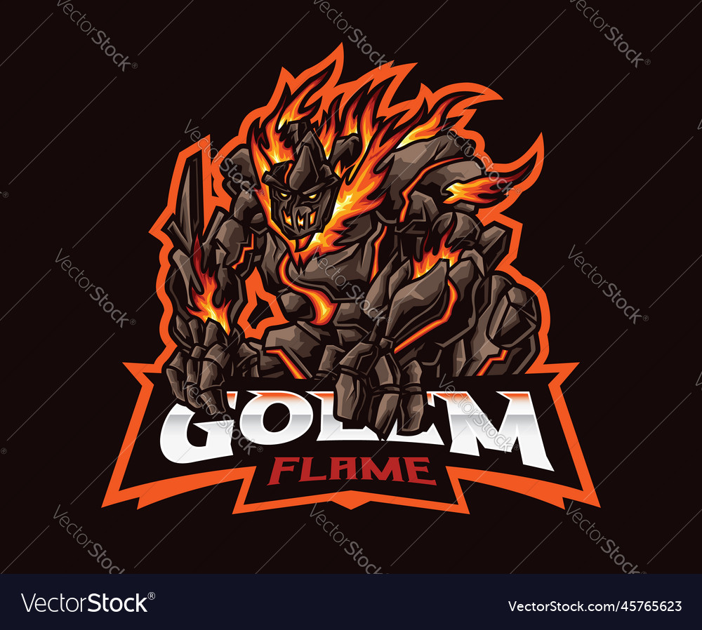 Fire golem mascot logo design