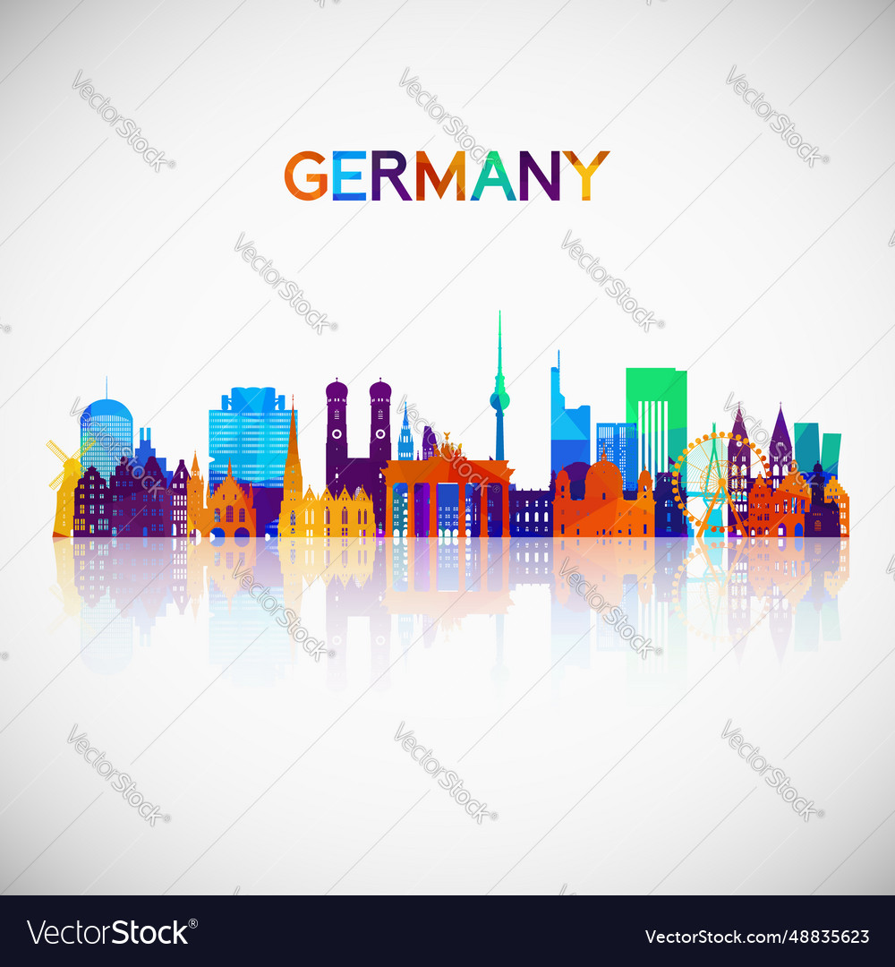 Deutschland Skyline Silhouette in bunten geometrischen