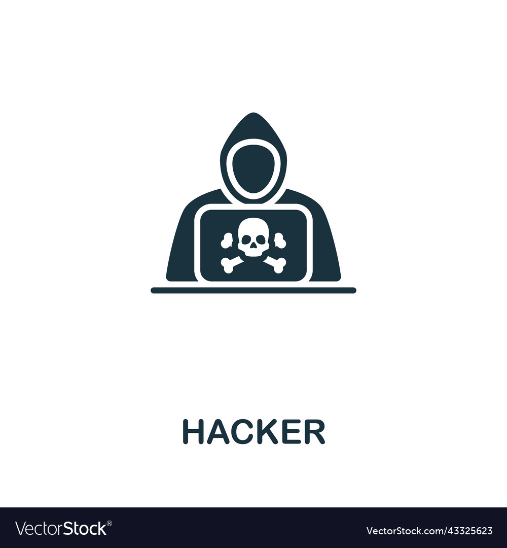 Hacker icon monochrome simple line cybercrime vector image Hacker icon monochrome simple line cybercrime