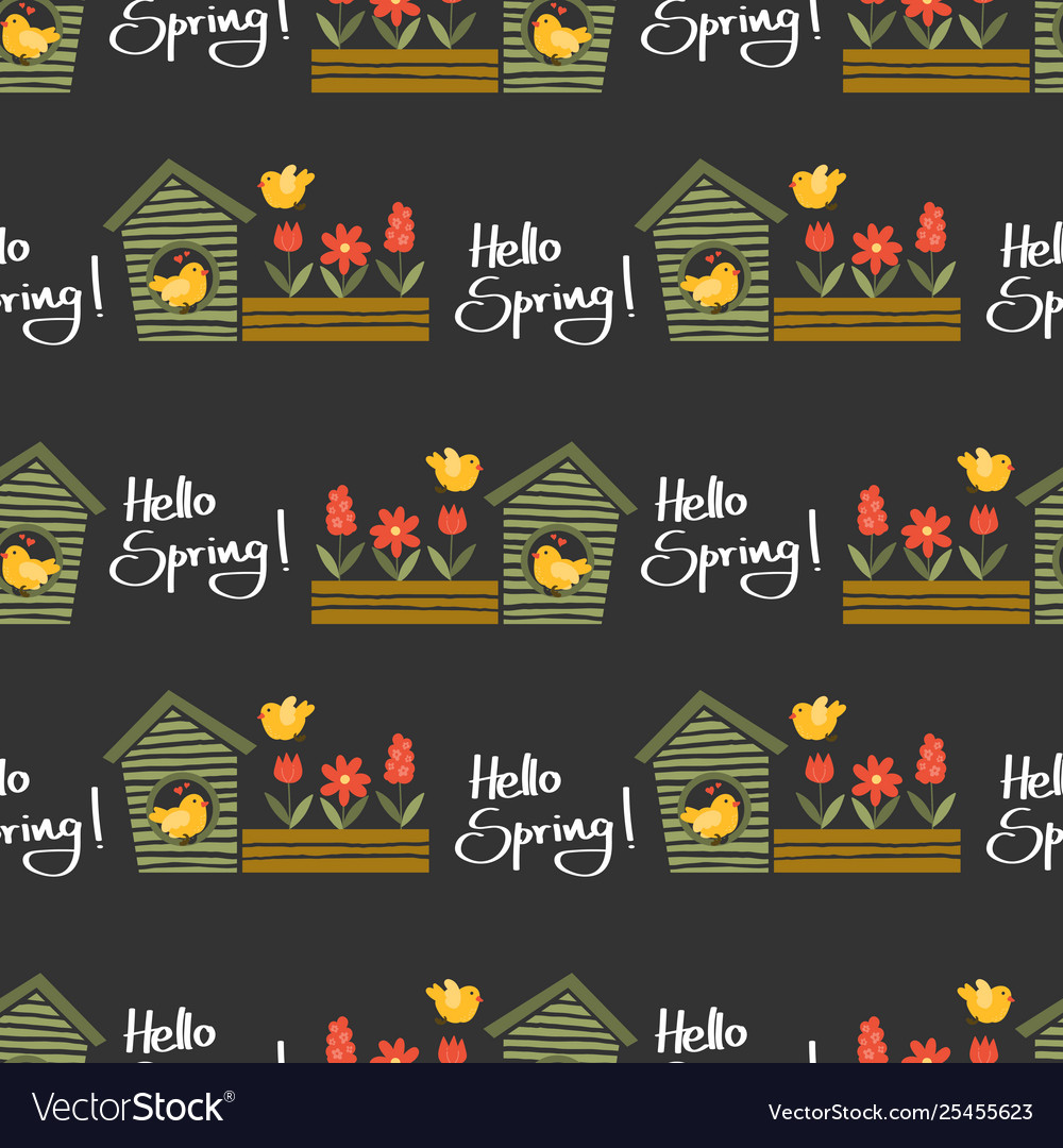 Hello spring seamless pattern vector image Hello spring seamless pattern