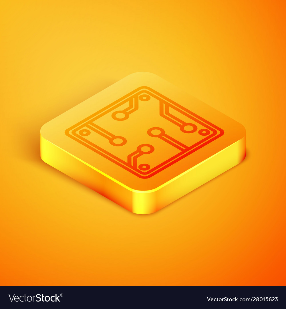 Isometric line processor icon isolated on orange vector image Isometric line processor icon isolated on orange
