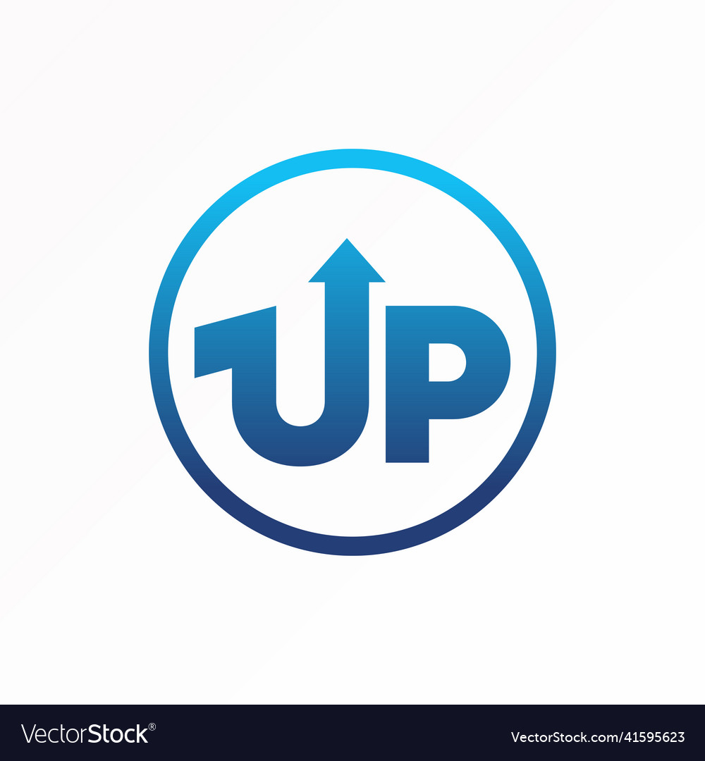 Letter or word up writing font circle with arrow vector image Letter or word up writing font circle with arrow