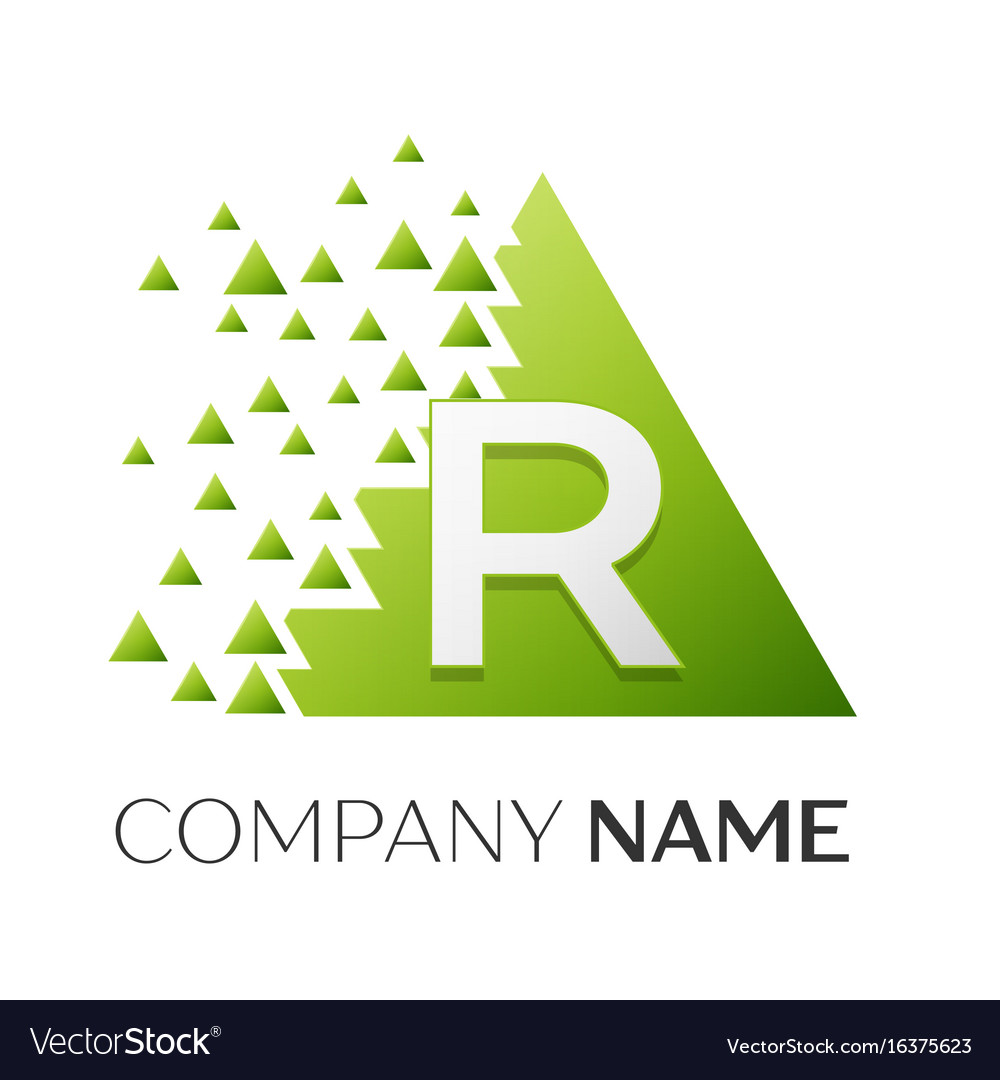 Letter r logo symbol in colorful triangle