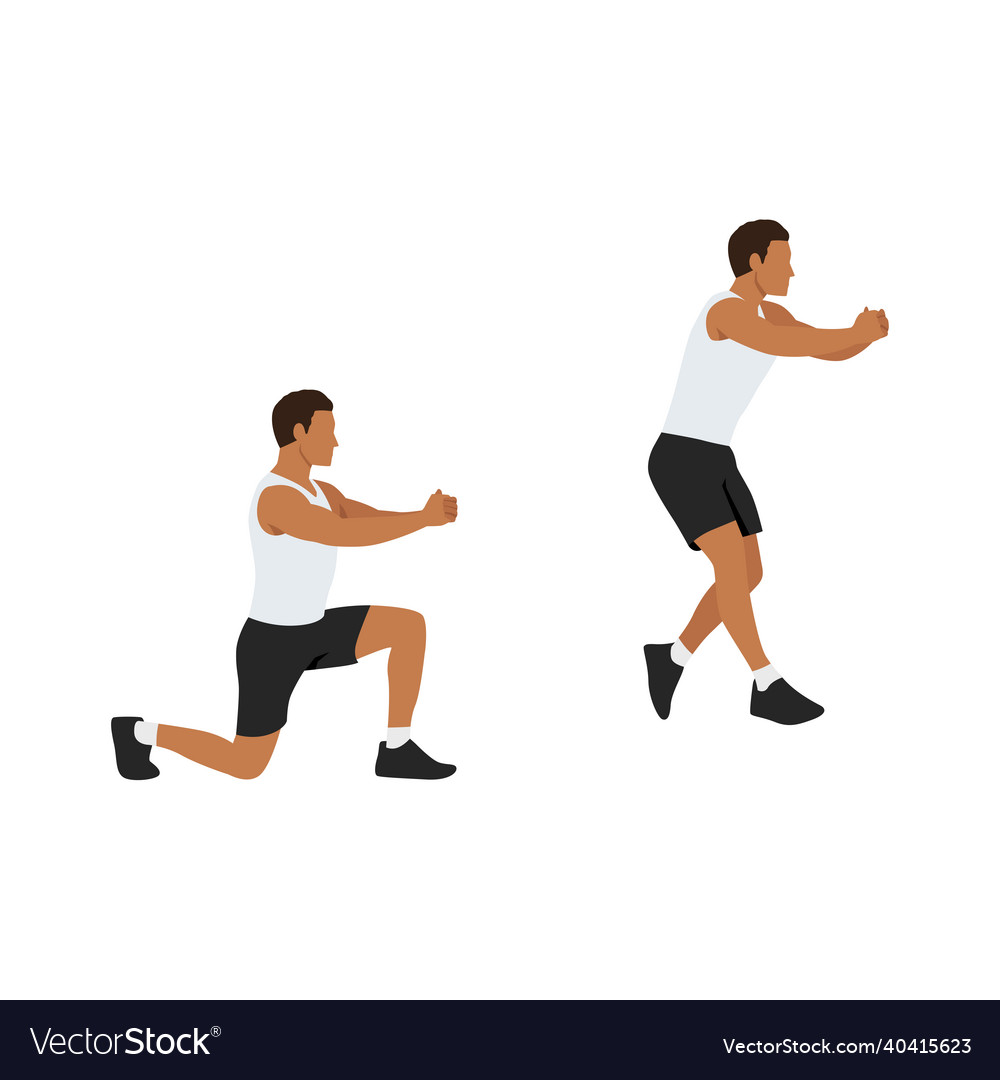 Man Performing Split Squat Jump