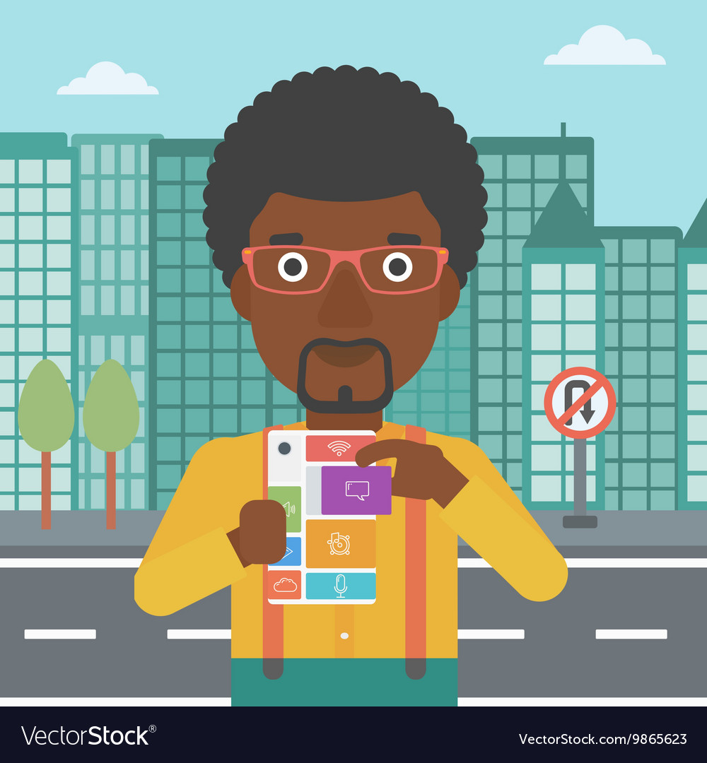 Man with modular phone