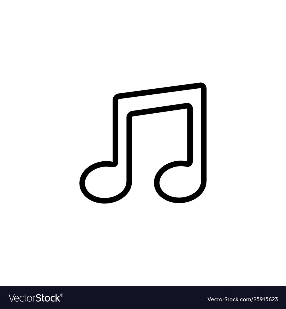 Music note line icon in flat style for app ui