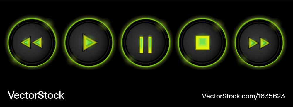 Neon control buttons Royalty Free Vector Image