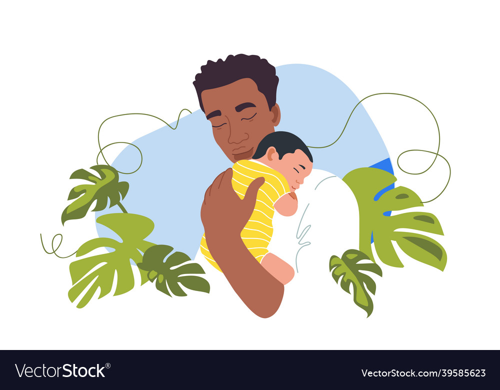 Newborn baby with the father african families