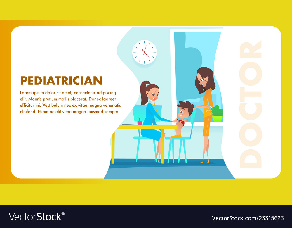 Pediatrician Doctor Examination Banner Royalty Free Vector