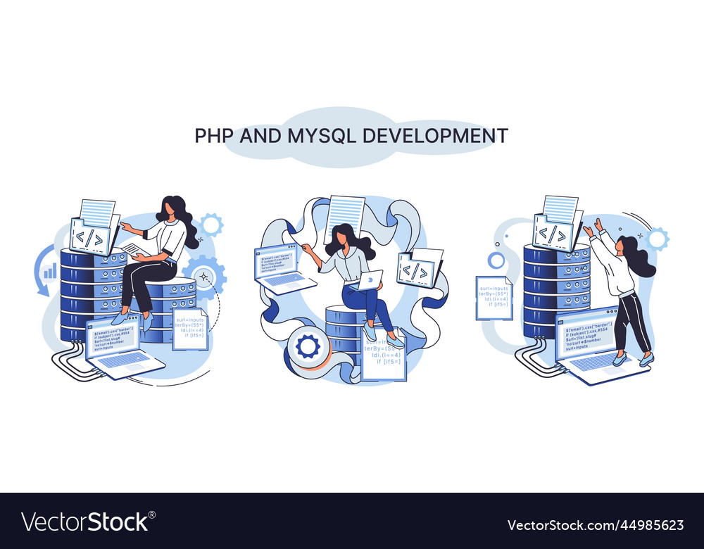 Php and mysql development software website vector image Php and mysql development software website