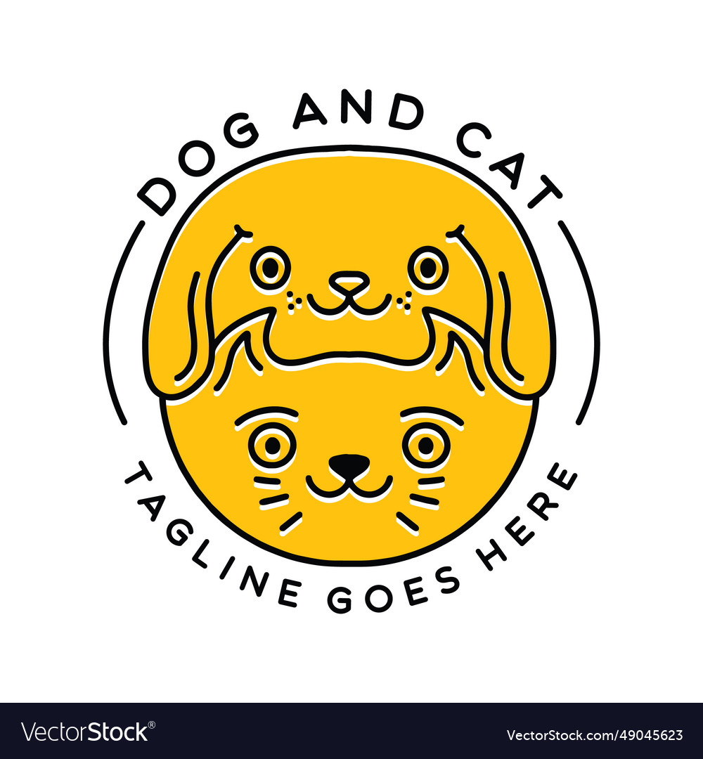 Premium cute dog and cat logo classic monoline