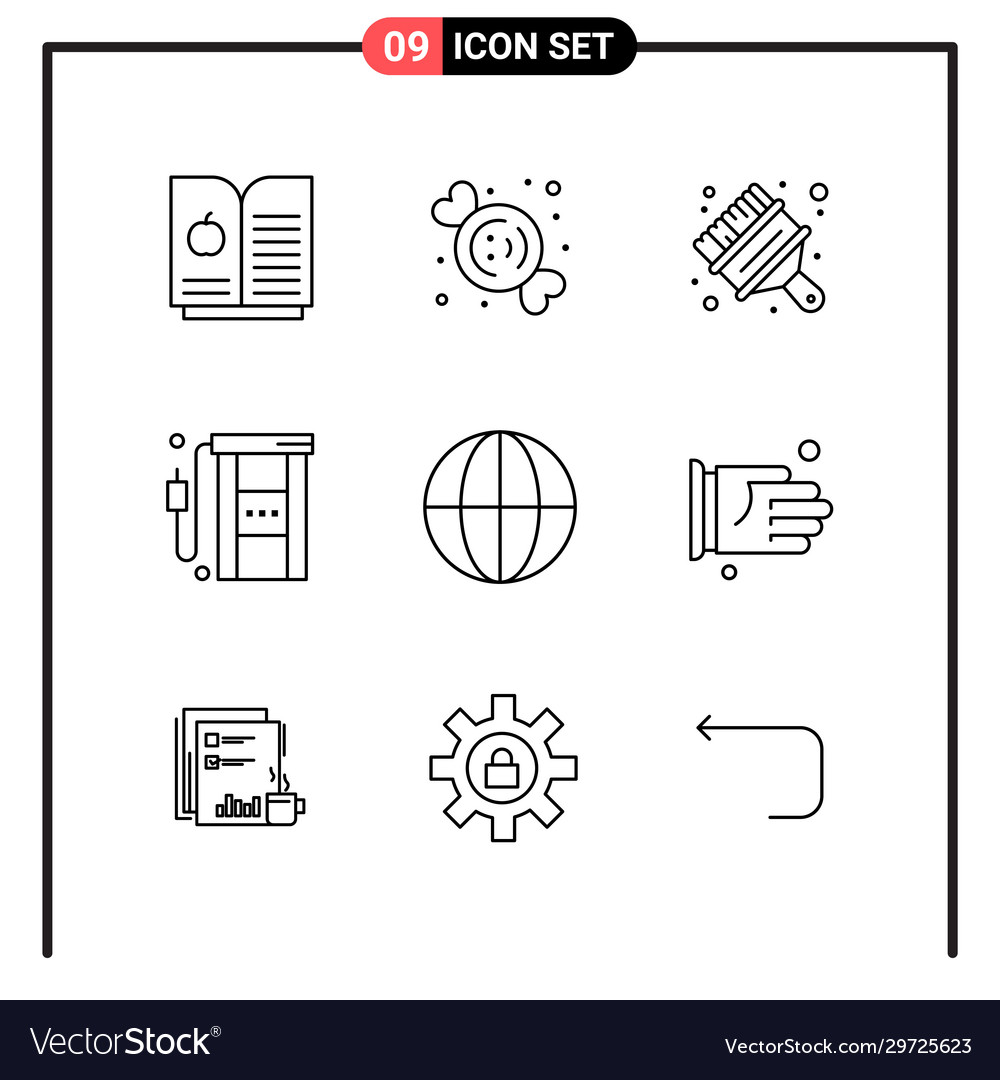 Set 9 line style icons for web and mobile vector image Set 9 line style icons for web and mobile