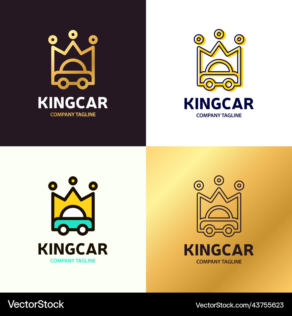 Set auto king car logo design template Royalty Free Vector