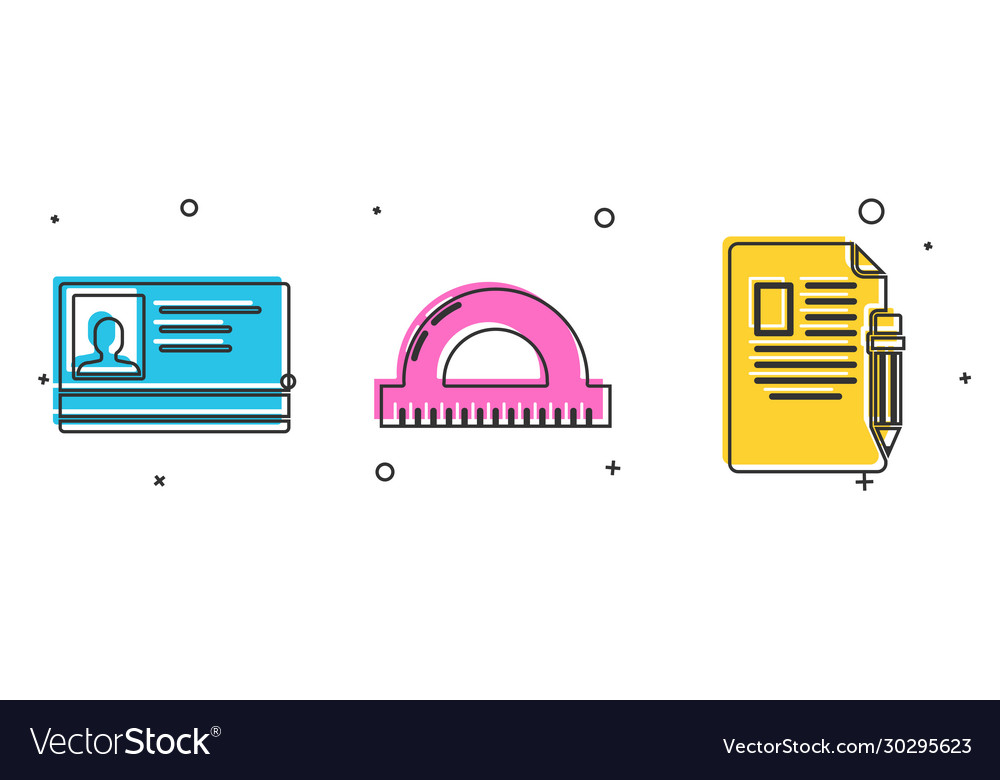 Set identification badge protractor grid vector image Set identification badge protractor grid