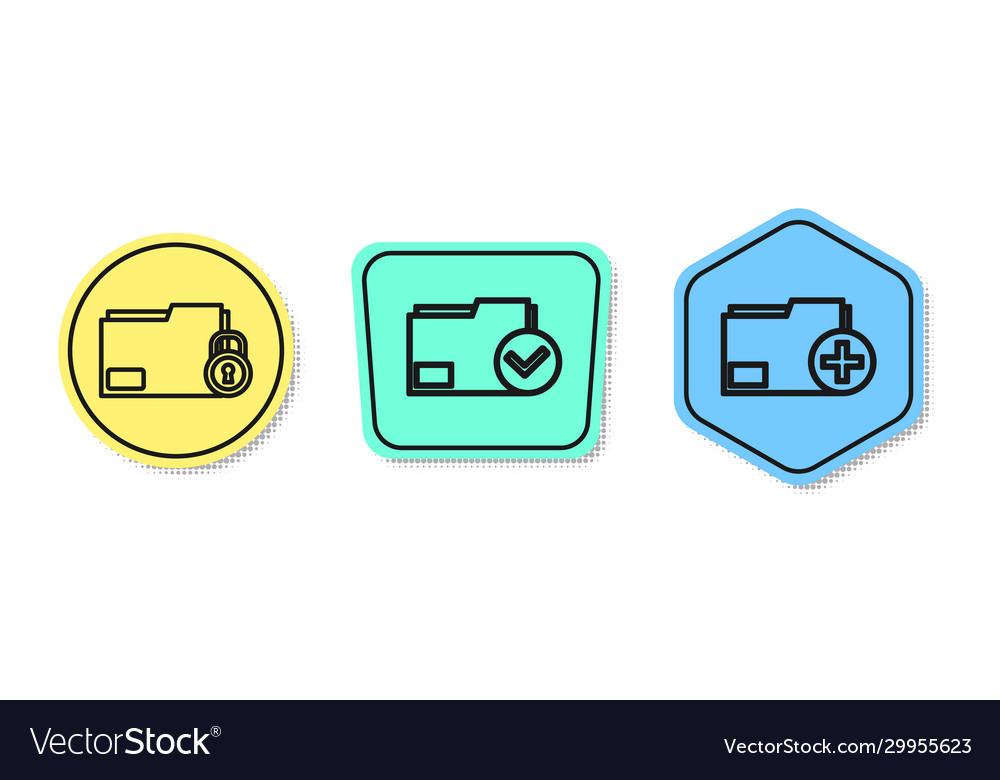 Set line folder and lock document vector image Set line folder and lock document